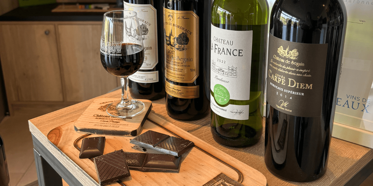 Degustación de vino y chocolate en el Château de Seguin